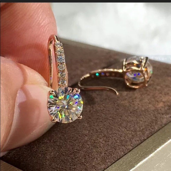 .925 Sterling Silver White Sapphire Drop Earrings - Picture 7 of 9